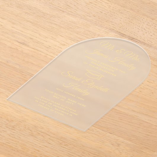 Ouders Elegant Gold Afstuderen Aankondiging (Laagn)