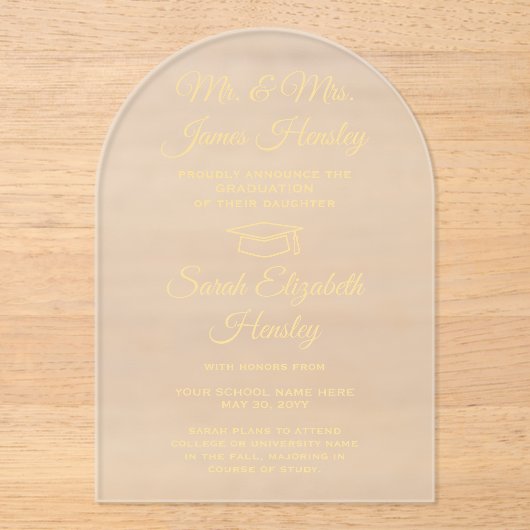 Ouders Elegant Gold Afstuderen Aankondiging (Voorkant)