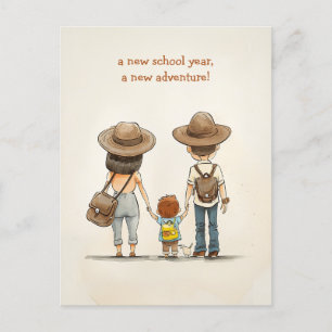 Ouders en het Kind van de school Briefkaart
