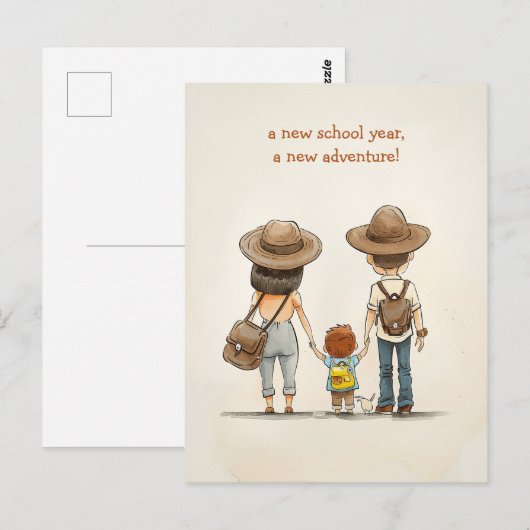 Ouders en het Kind van de school Briefkaart (Voorkant / Achterkant)