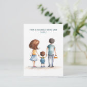 Ouders en het Kind van de school Briefkaart (Staand voorkant)