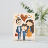 Ouders en het Kind van de school Briefkaart (Staand voorkant)