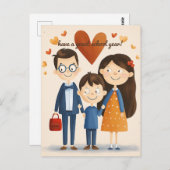 Ouders en het Kind van de school Briefkaart (Voorkant / Achterkant)