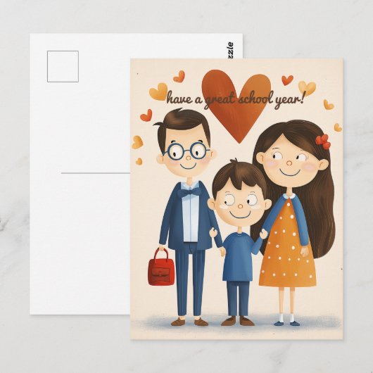 Ouders en het Kind van de school Briefkaart (Voorkant / Achterkant)