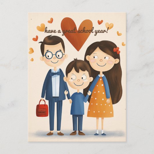 Ouders en het Kind van de school Briefkaart (Voorkant)