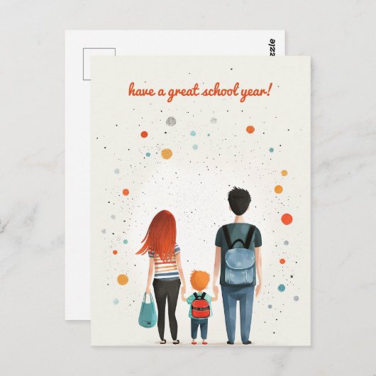 Ouders en het Kind van de school Briefkaart (Voorkant / Achterkant)