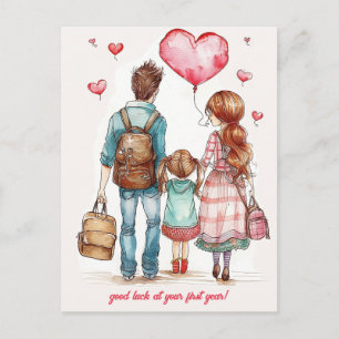 Ouders en het Kind van de school Briefkaart