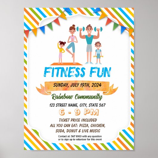 Ouders en Kinder fitness plezier nacht flyer poste Poster (Voorkant)