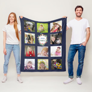 Ouders Fotocollage Dekbed Ouders Navy Fleece Deken