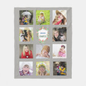 Ouders Fotocollage Kleinkinderen Grijs Fleece Deken (Voorkant)