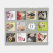 Ouders Fotocollage Kleinkinderen Grijs Fleece Deken (Voorkant (Horizontaal))