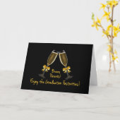 Ouders-Geniet van het Afstuderen Feesten-Champagne Kaart (Gele Bloem)