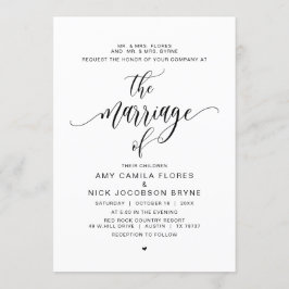 Ouders hosten, Moderne zwarte kalligrafie, Huwelij Kaart