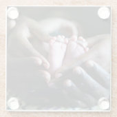 Ouders houden babyfeet glazen onderzetter (Achterkant)