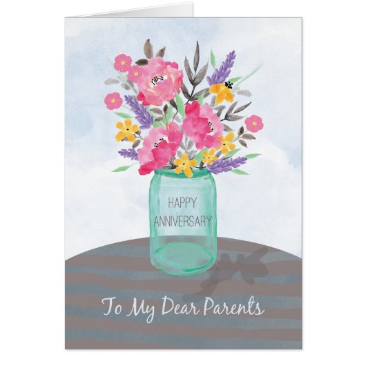 Ouders Jubileum Jar Vase met bloemen (Voorkant)
