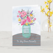 Ouders jubileum zegeningen pot vaas met bloem kaart (Gele Bloem)