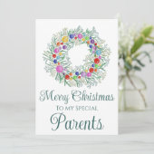 Ouders Kleurrijke Kerstkrans Feestdagenkaart (Staand voorkant)