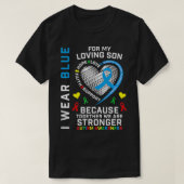 Ouders mam Pap Heart Puzzle Draag Blauwe Zoon Auti T-shirt (Design voorkant)