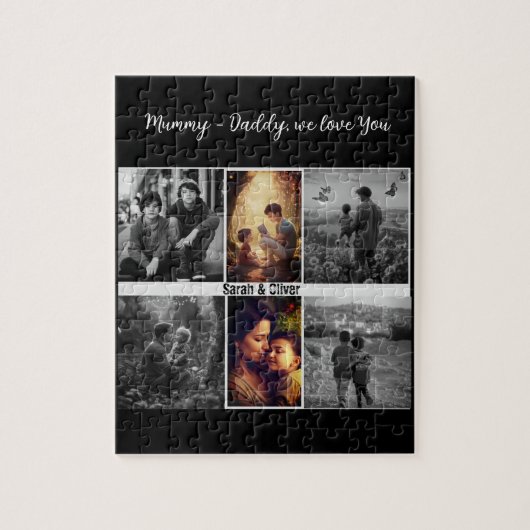 Ouders met Kinder en familie 6 fotocollage Legpuzzel (Verticaal)