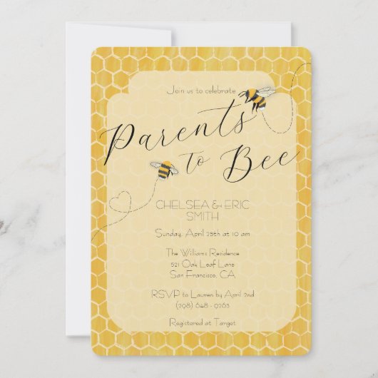 Ouders naar Bee Honeybee Baby shower Kaart (Voorkant)