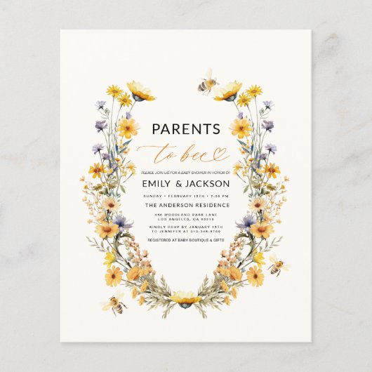 Ouders naar Bee Wildflower Couples Baby shower (Voorkant)