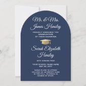Ouders Navy Blue Foto Afstuderen Aankondiging (Voorkant)