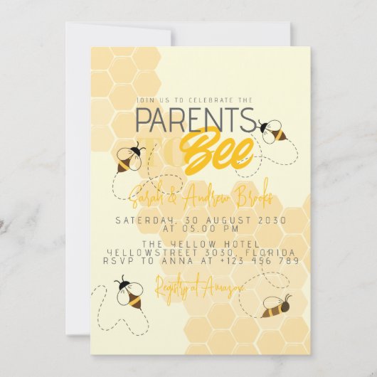 Ouders om Honey Comb Baby shower Uitnodiging te zi (Voorkant)