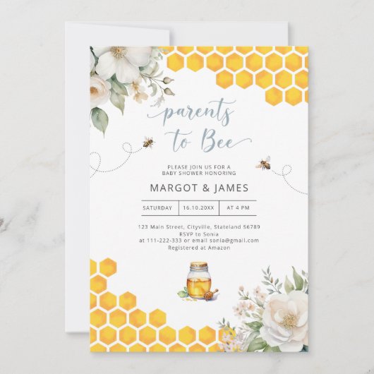 Ouders om honing Baby shower uitnodiging (Voorkant)