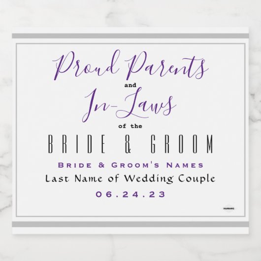 Ouders & schoonouders Mousserende Wijn Label HAMby Sparkling Wijnetiket (Enkel label)