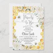 Ouders te Bee White Floral Baby shower Invitation Kaart (Voorkant)