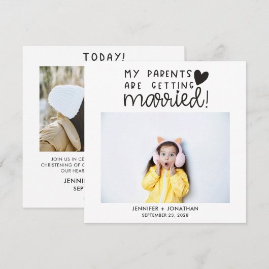 Ouders trouwen vandaag verrassingsbruiloft aankondiging (Voorkant / Achterkant)