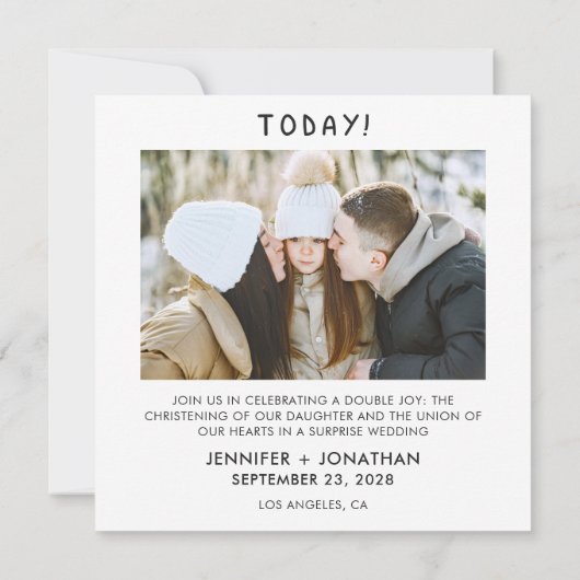 Ouders trouwen vandaag verrassingsbruiloft aankondiging (Achterkant)