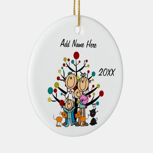 Ouders, twee kinderen, drie katten Ornament (Rechts)