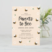 Ouders van Bee Bumblebee Floral Baby shower Kaart (Staand voorkant)