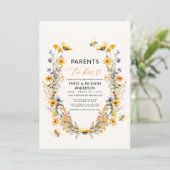 Ouders van Bee Wildflower koppels baby shower Kaart (Staand voorkant)