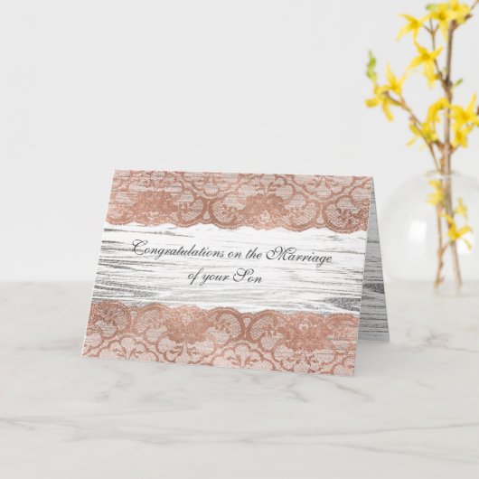 Ouders van Bride Gefeliciteerd Roze Rose Gold Kaart (Gele Bloem)