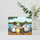 Ouders van chocolade- en gele labradors briefkaart (Staand voorkant)