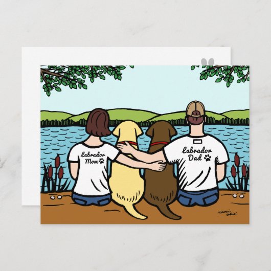 Ouders van chocolade- en gele labradors briefkaart (Voorkant / Achterkant)