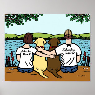 Ouders van chocolade- en gele labradors poster