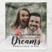 Ouders van de bruid dank u bruiloft foto wijn etiket (Enkel label)