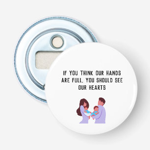 Ouders van een tweeling button flesopener