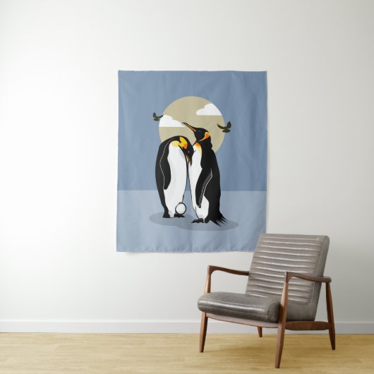 Ouders van keizerpenguin wandkleed (In situ)