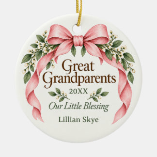 Ouders van Ouders Roze Strik Keramisch Ornament