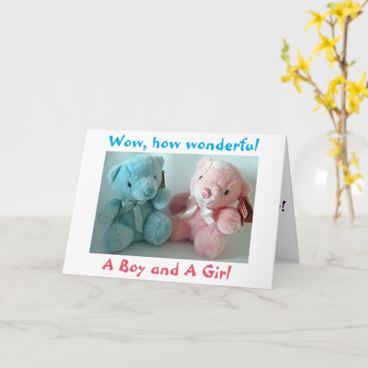 OUDERS VAN TWEELINGJONGEN/TWEELINGMEISJE GEFELICIT KAART (Gele Bloem)