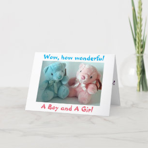 OUDERS VAN TWEELINGJONGEN/TWEELINGMEISJE GEFELICIT KAART