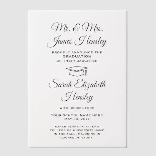 Ouders van Vellum afstudeeraankondigingen Vellum Uitnodigingen (Voorkant)