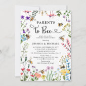 Ouders van wilde bloemen en Baby shower van Bumble Kaart (Voorkant)