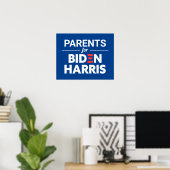 Ouders voor Biden Harris Custom Text Blue Poster (Thuiskantoor)