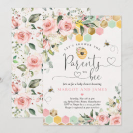 Ouders voor groen roze en goudBaby shower Kaart