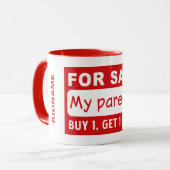 OUDERS VOOR VERKOOP, aangepaste mokken (Voorkant links)